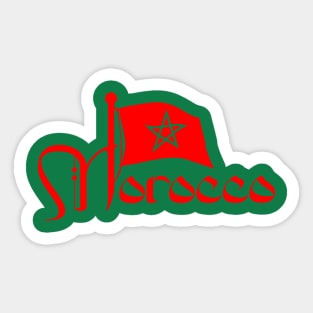 Morocco, I love Morocco, Moroccan flag Sticker